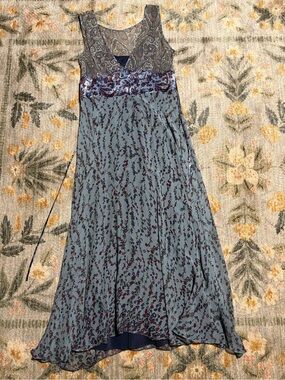 j. jill floral blue silk maxi dress size 12